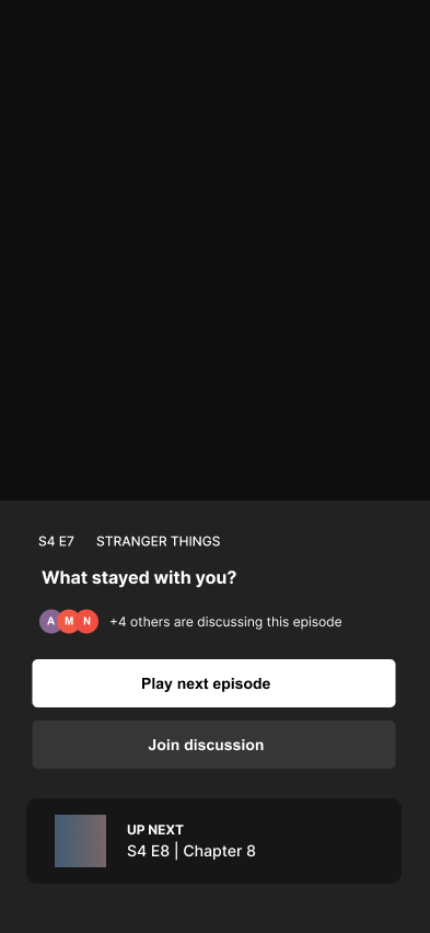 Post-watch prompt asking what stayed with you after an episode