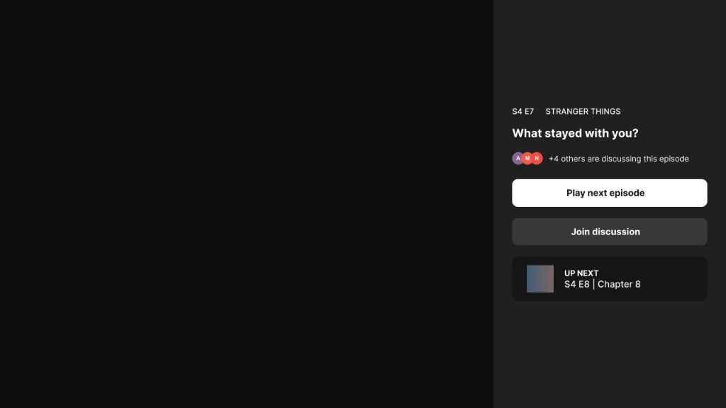 TV post-watch overlay asking what stayed with you