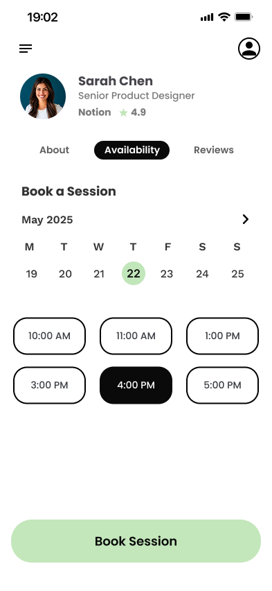 Path Learning mentor booking with Sarah Chen