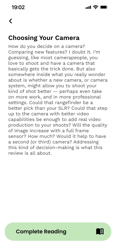 Path Learning lesson reading — Choosing Your Camera full article