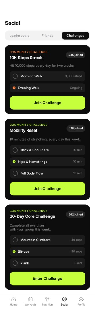 PulseFit challenges