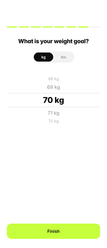 PulseFit onboarding — weight goal picker